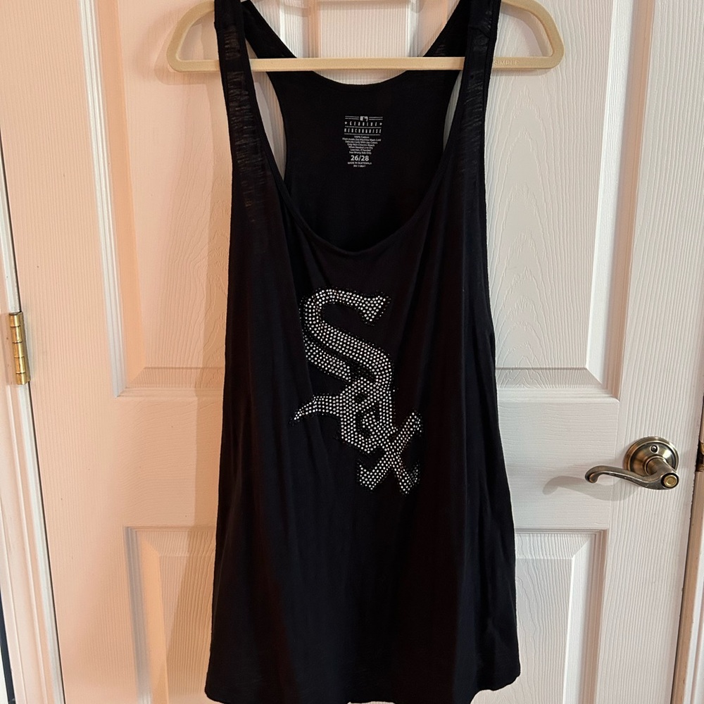 Chicago White Sox Black Tank Top with Silver Logo